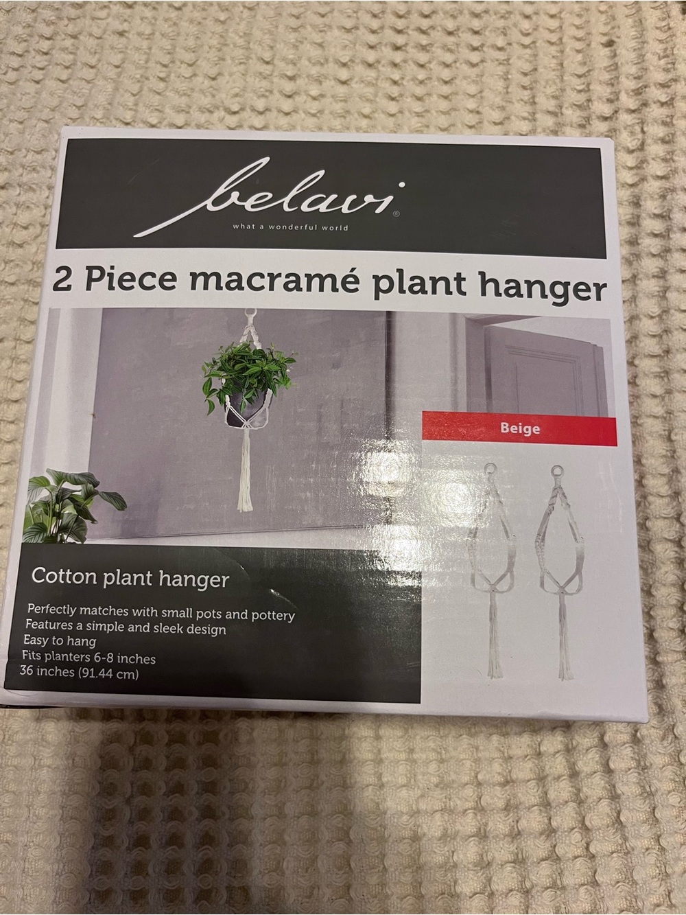 White 2-Piece Macramé Cotton Plant Hanger